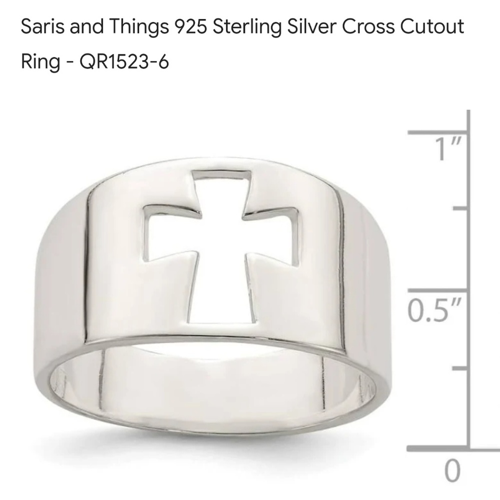 Sterling Silver Ring with Cross Cutout